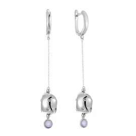 Серьги с английским замком из серебра RB-E366-1-X-W-OV32-X-W