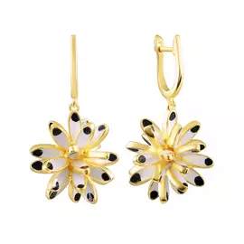 Серьги с английским замком из серебра SE31758-BY_SR_ENAM_YG