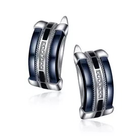 Серьги с английским замком из серебра TC-E01098-Вl-W-X-B-X