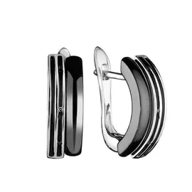 Серьги с английским замком из серебра TM-E01727-B-W-X-B-W