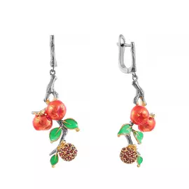 Серьги с английским замком из серебра YE01400_SR_GR_ENAM_BJ