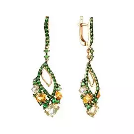 Серьги с английским замком из золота AAS-3701E_SR_TS_CT_LQ_YG