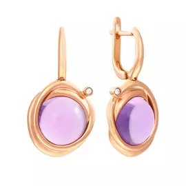 Серьги с английским замком из золота AAS-3778E_SR_AM_PINK