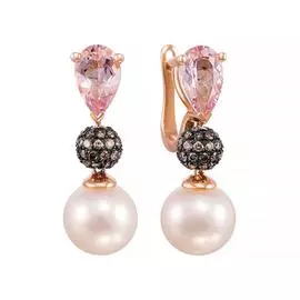 Серьги с английским замком из золота E34113R_SR_DC_MR_WP_PINK