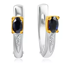 Серьги с бриллиантами и сапфирами из белого золота 3В20116-012