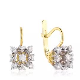 Серьги с бриллиантами из желтого золота 02С014-01