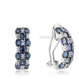 Серьги с французским замком из белого золота с сапфирами, бриллиантами мзHF01514E-W