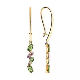 Серьги с французским замком с розовыми и зелеными фианитами 81020492