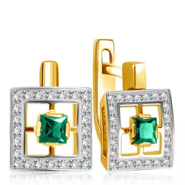 Серьги с изумрудами и бриллиантами 2В20110-011