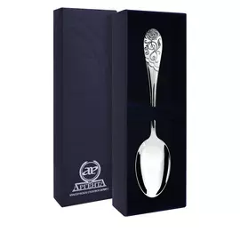 Серебряная чайная ложка с эмалью Роза 715ЛЖ03807_белый