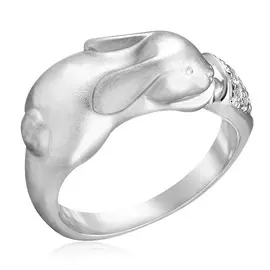 Серебряное кольцо с фианитом Кролик С 10230