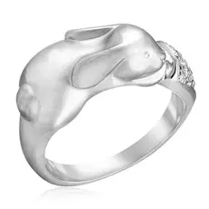 Серебряное кольцо с фианитом Кролик С 10230