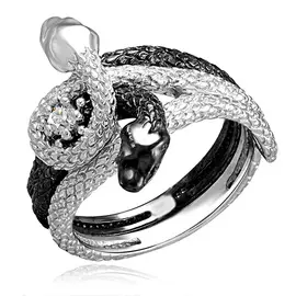 Серебряное кольцо с фианитом Змея С 12090