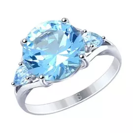 Серебряное кольцо с голубыми фианитами 94012782