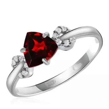 Серебряное кольцо с гранатом и фианитами 92011040