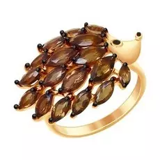 Серебряное кольцо с раухтопазами Ежик 92011429