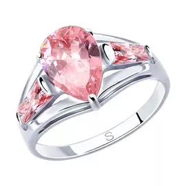 Серебряное кольцо с розовыми фианитами 94012818