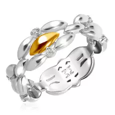 Серебряное кольцо с топазами и позолотой 01К358235А