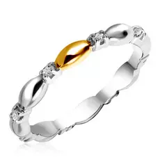 Серебряное кольцо с топазами и позолотой 01К358236А