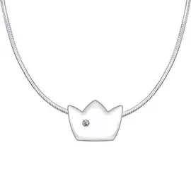 Серебряное колье с бриллиантом Корона 87070005