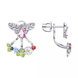 Серебряные джекеты с фианитами Пчёлы 94023627