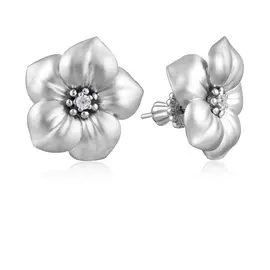 Серебряные пуссеты с фианитами Цветы С 20590