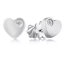 Серебряные пуссеты с фианитами Сердце С 20180