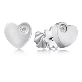 Серебряные пуссеты с фианитами Сердце С 20180