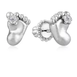 Серебряные серьги-пуссеты с фианитами Пяточка С 20780