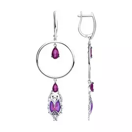 Серебряные серьги с эмалью, фианитами Жук 94023687