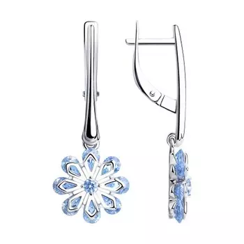 Серебряные серьги с английским замком Цветок 94023829