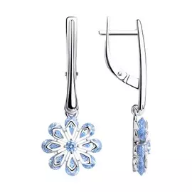 Серебряные серьги с английским замком Цветок 94023829