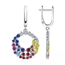 Серебряные серьги с цветными фианитами 94023725