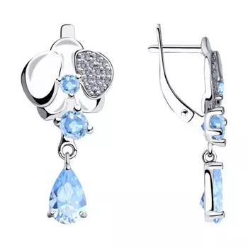 Серебряные серьги с фианитами Цветы 94023537