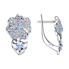 Серебряные серьги с фианитами Цветы 94023559