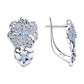 Серебряные серьги с фианитами Цветы 94023559