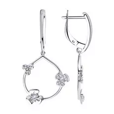 Серебряные серьги с фианитами Цветы 94023654