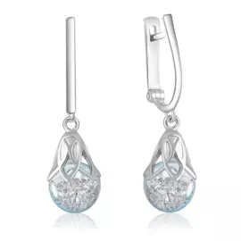 Серебряные серьги с колбой с фианитами 01С152141