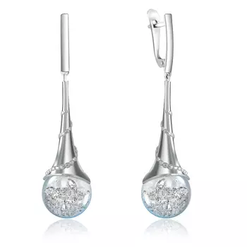 Серебряные серьги с плавающими фианитами 01С158752