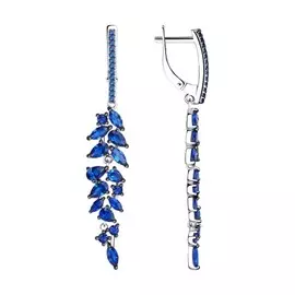 Серебряные серьги с синими фианитами 94023588
