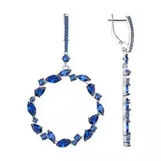 Серебряные серьги с синими фианитами 94023632