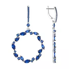 Серебряные серьги с синими фианитами 94023632