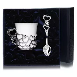 Серебряный кофейный набор Сердце 693НБ07806