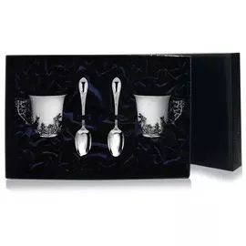 Серебряный кофейный набор Зайцы 4 предмета 638НБ07806