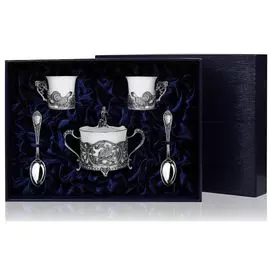 Столовый набор с сахарницей из серебра 809НБ07806