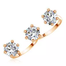 Золотое кольцо на два пальца с фианитами 15111676