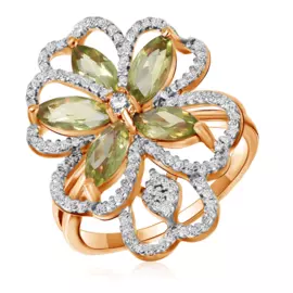 Золотое кольцо с хризолитом 713757