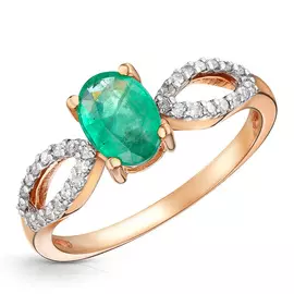 Золотое кольцо с изумрудом и бриллиантами К10509и
