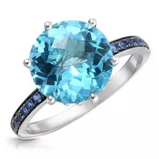 Золотое кольцо с топазом и сапфирами D0000546305