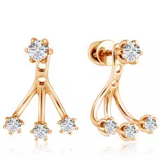 Золотые серьги-джекеты с фианитами 16111703000